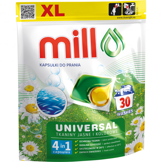 Mill Veļas mazgāšanas kapsulas Universālās 30 gab
