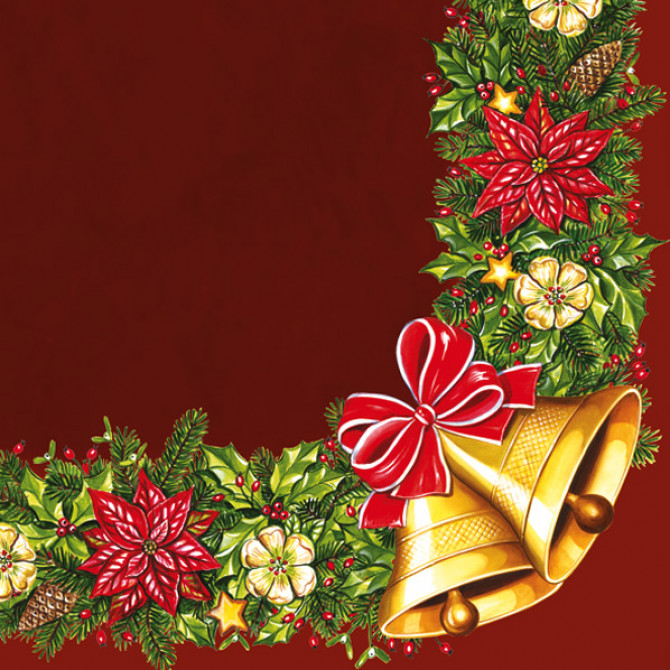 Salvetes Ziemassvētku vainags ar zvaniņiem 1 paciņa