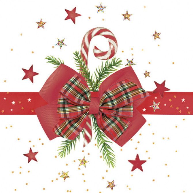 Salvetes Ziemassvētku bante ar konfekšu spieķīti 1 paciņa