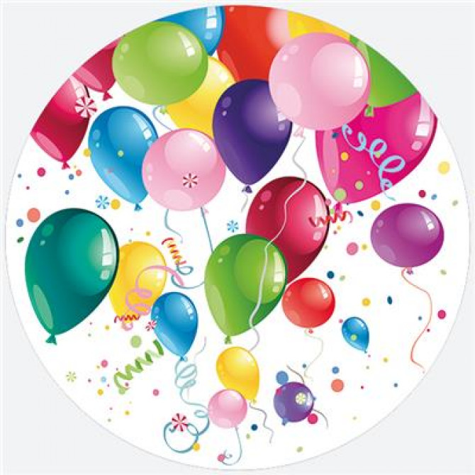 Papīra šķīvis ar ballīšu balonu apdruku 22.7cm 8gab