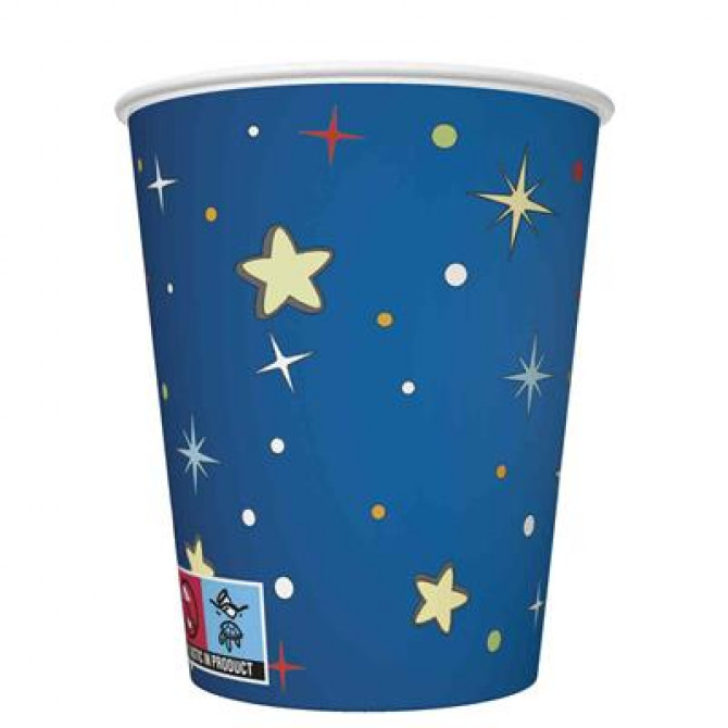 Papīra glāzes raķetes kosmosā 250ml 8gab