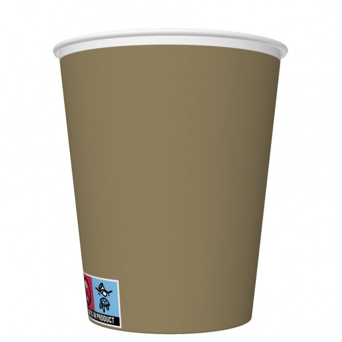 Papīra glāzes zelta krāsā 8gab